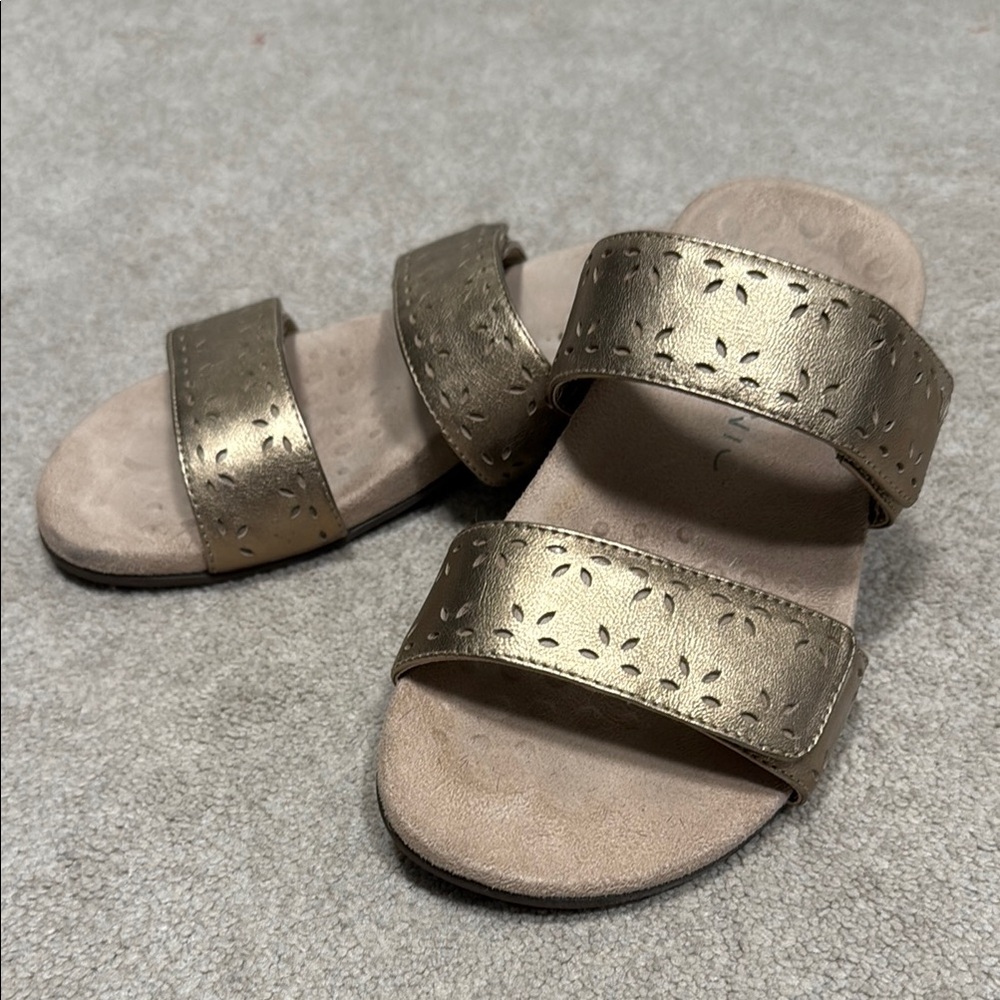Vionic Metallic Gold Slide Sandals